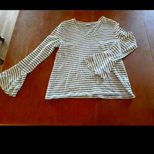 Long sleeve gray and white striped tshirt